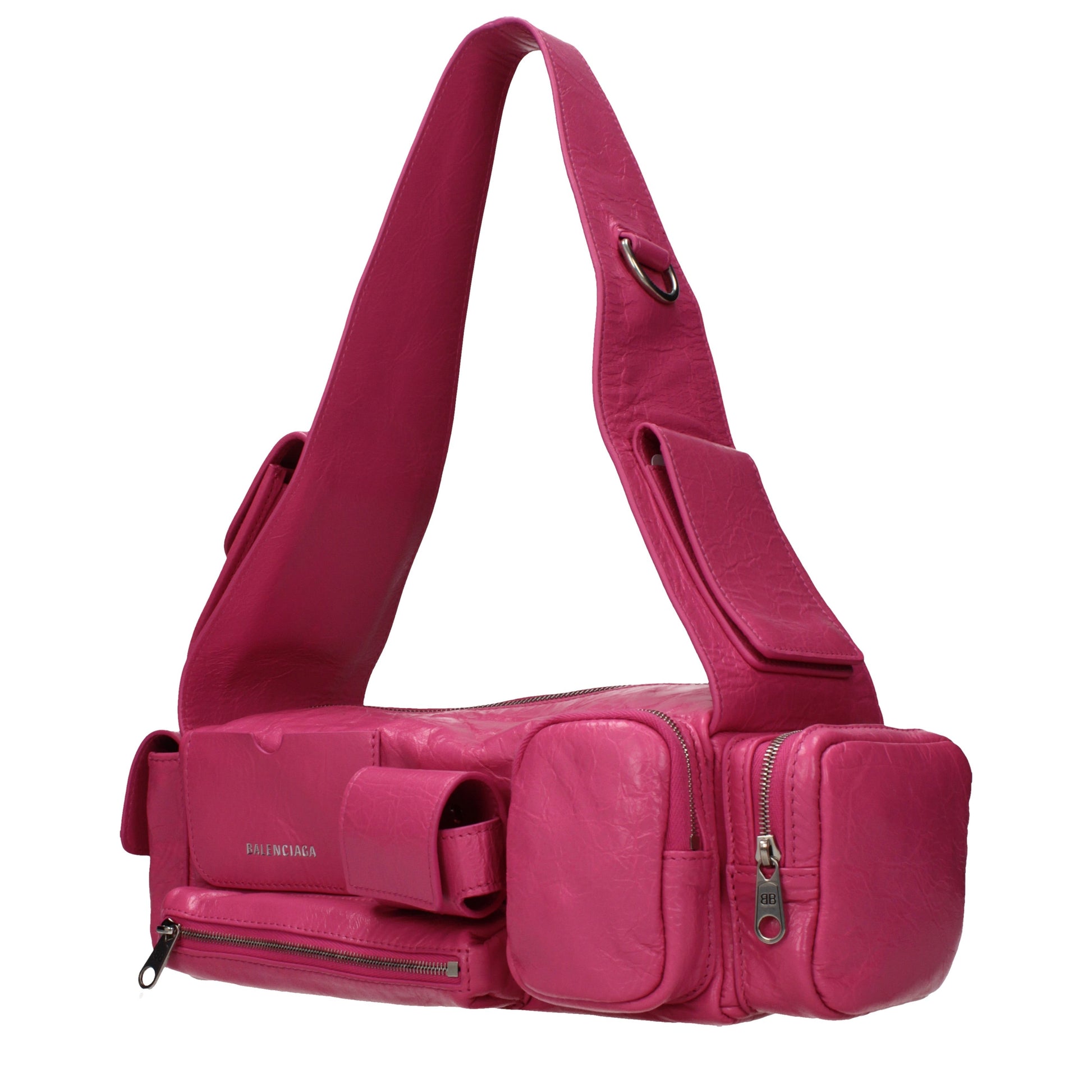 Balenciaga Shoulder Bags Women Leather Pink/Bright Pink