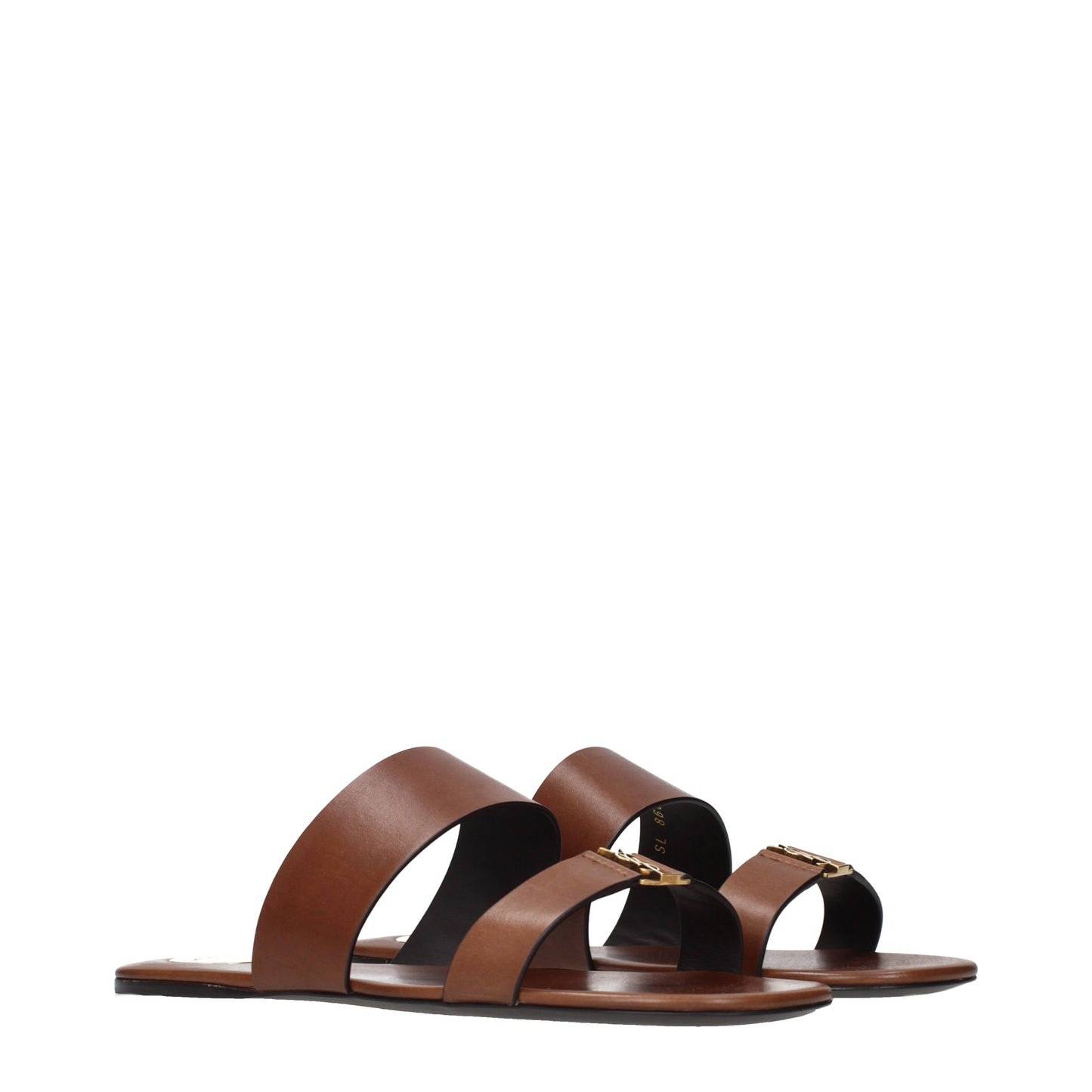 Saint Laurent Sandals Women Leather Brown/Burnt
