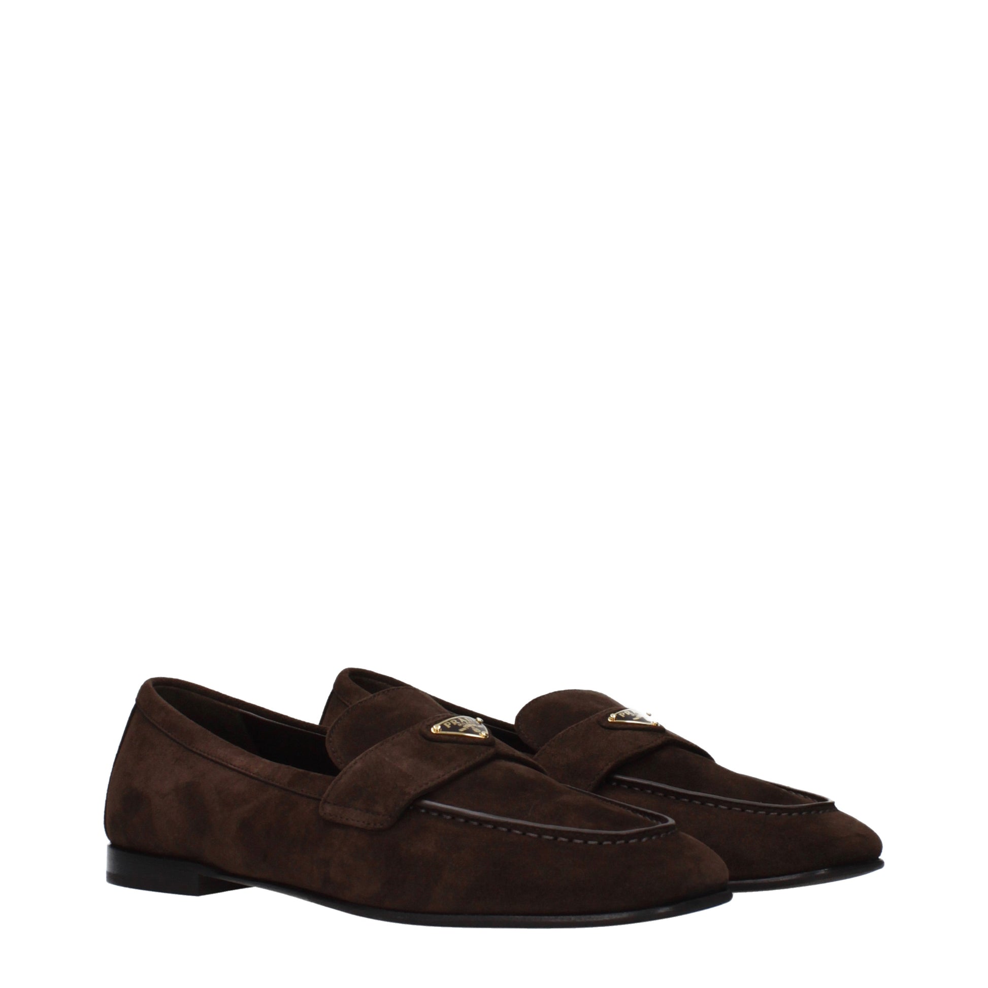 Prada Loafers Women Suede Brown/Dark Brown