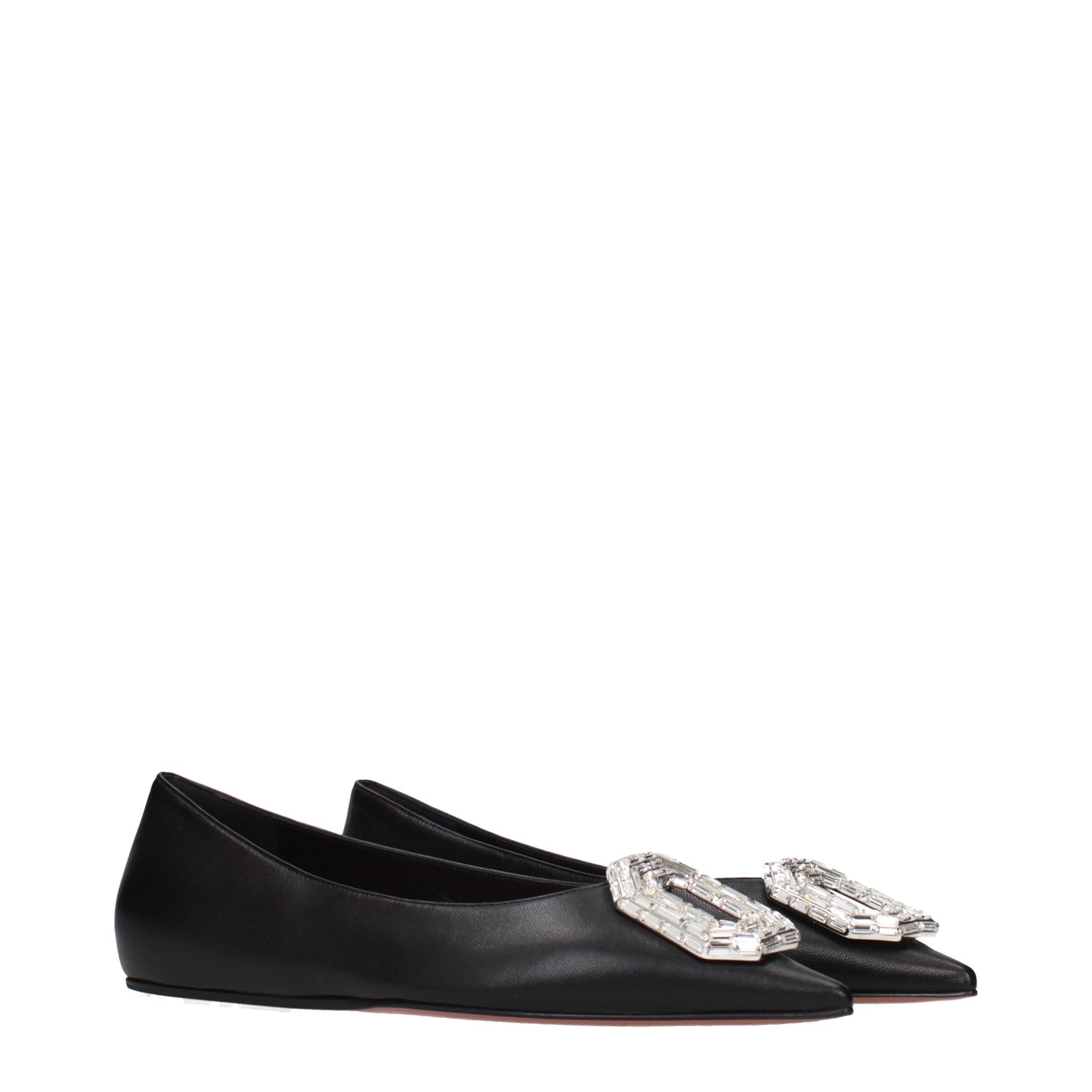 Amina Muaddi Ballet Flats Women Leather Black