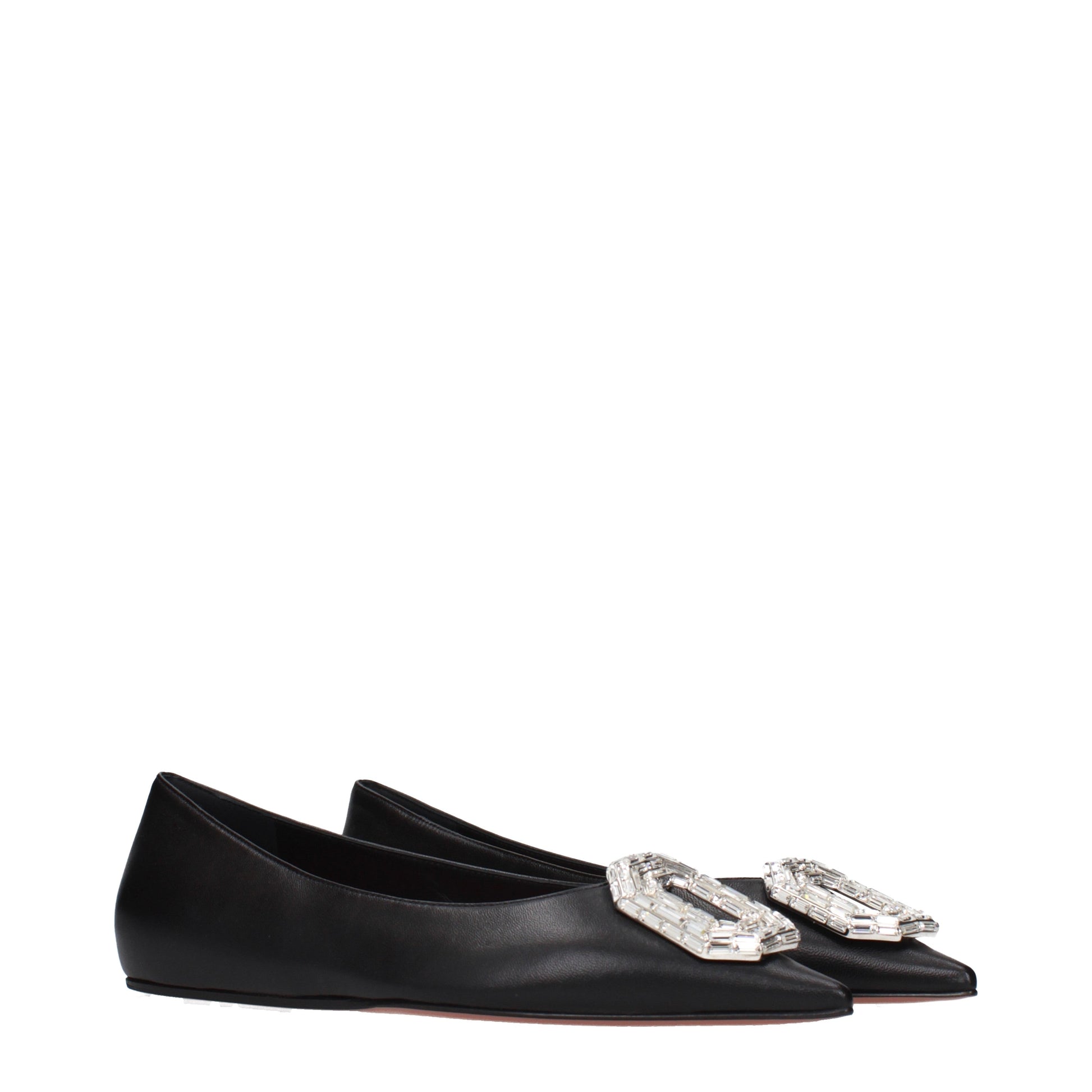 Amina Muaddi Ballet Flats Women Leather Black