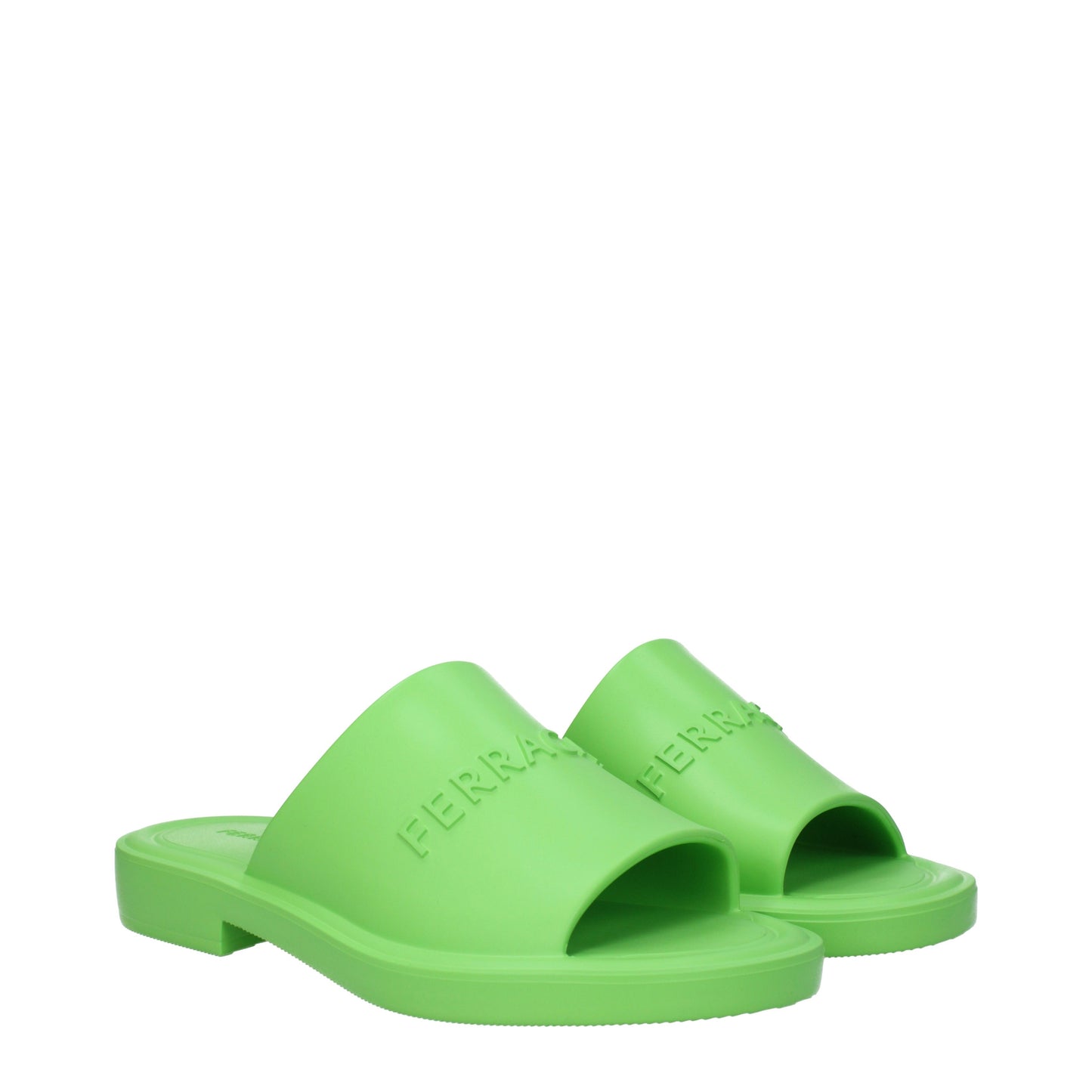 Salvatore Ferragamo Sandals & Slippers Men Rubber Green/Lime