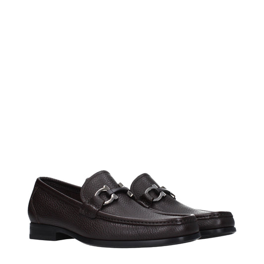 Salvatore Ferragamo Men's Loafers in Leather Gray/Hickory