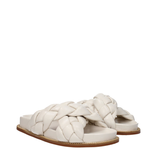 Fabiana Filippi Slippers and Clogs Women Leather Beige/Ivory