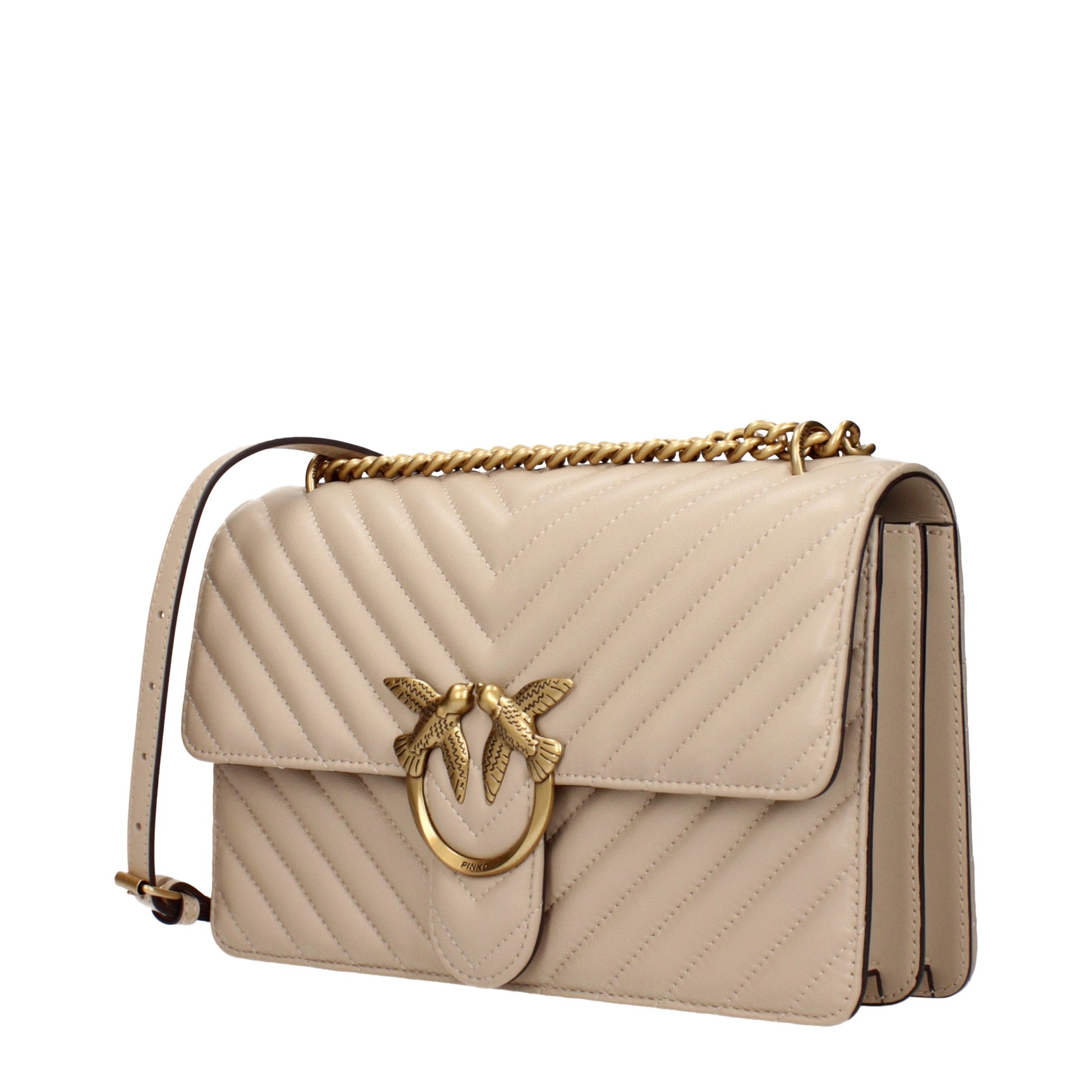 Pinko Crossbody Bags Women Leather Beige