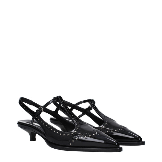 Miu Miu Sandals Women Leather Black/Ivory