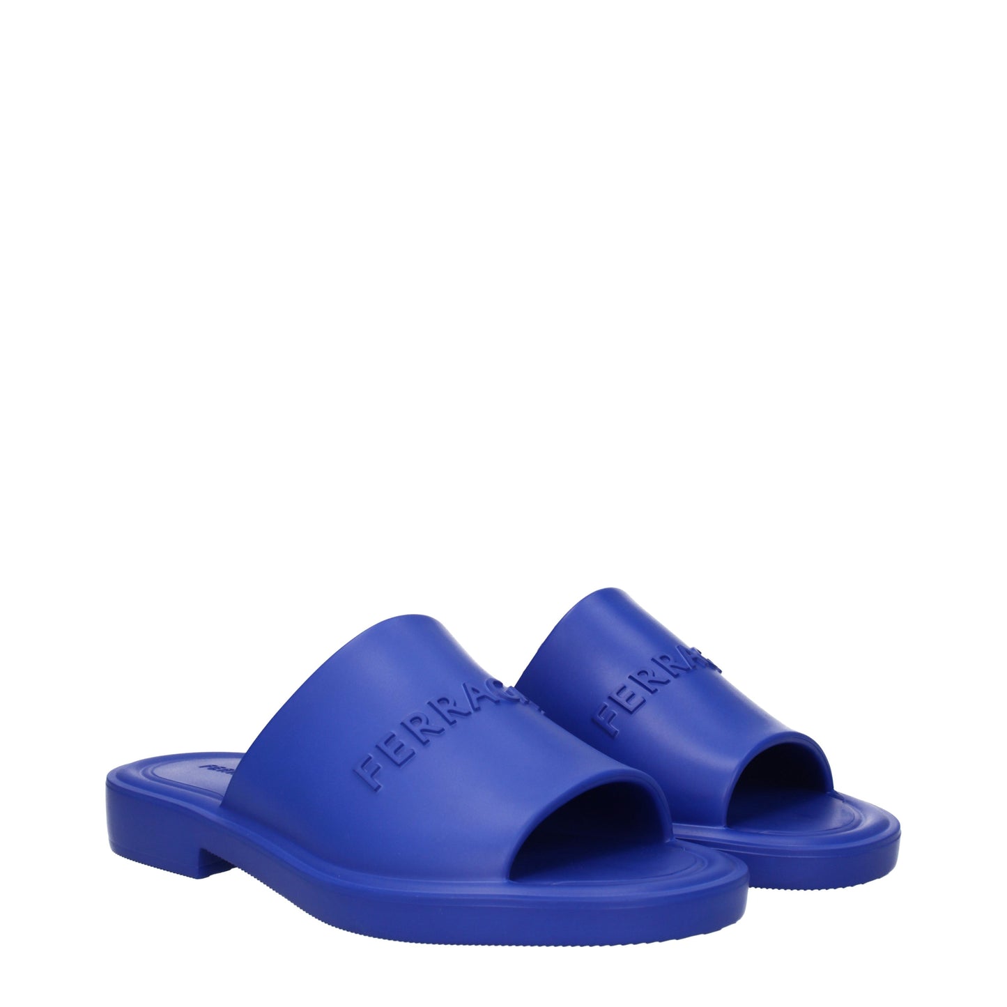 Salvatore Ferragamo Sandals & Slippers Men Rubber Blue/Lapis Lazuli