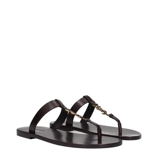 Saint Laurent Men's Sandals in Leather Brown