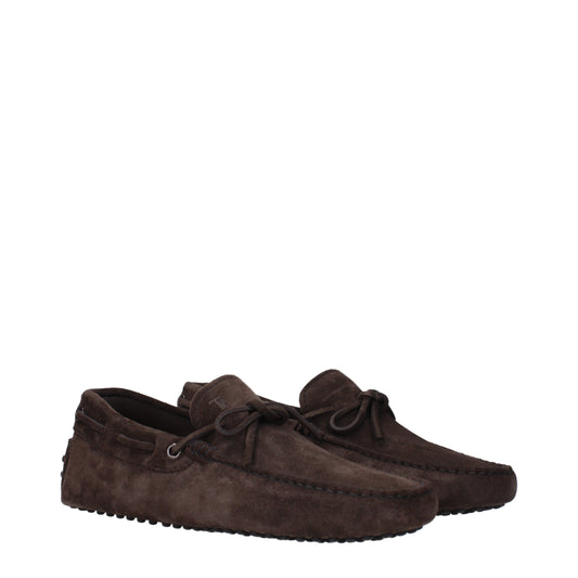 Tod's Men's Loafers in Suede Brown/Dark Brown