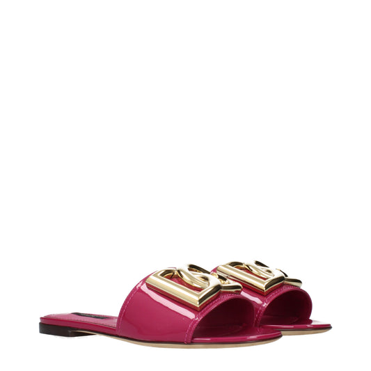 Dolce&Gabbana Women's Slippers and Clogs Patent Leather Fuchsia