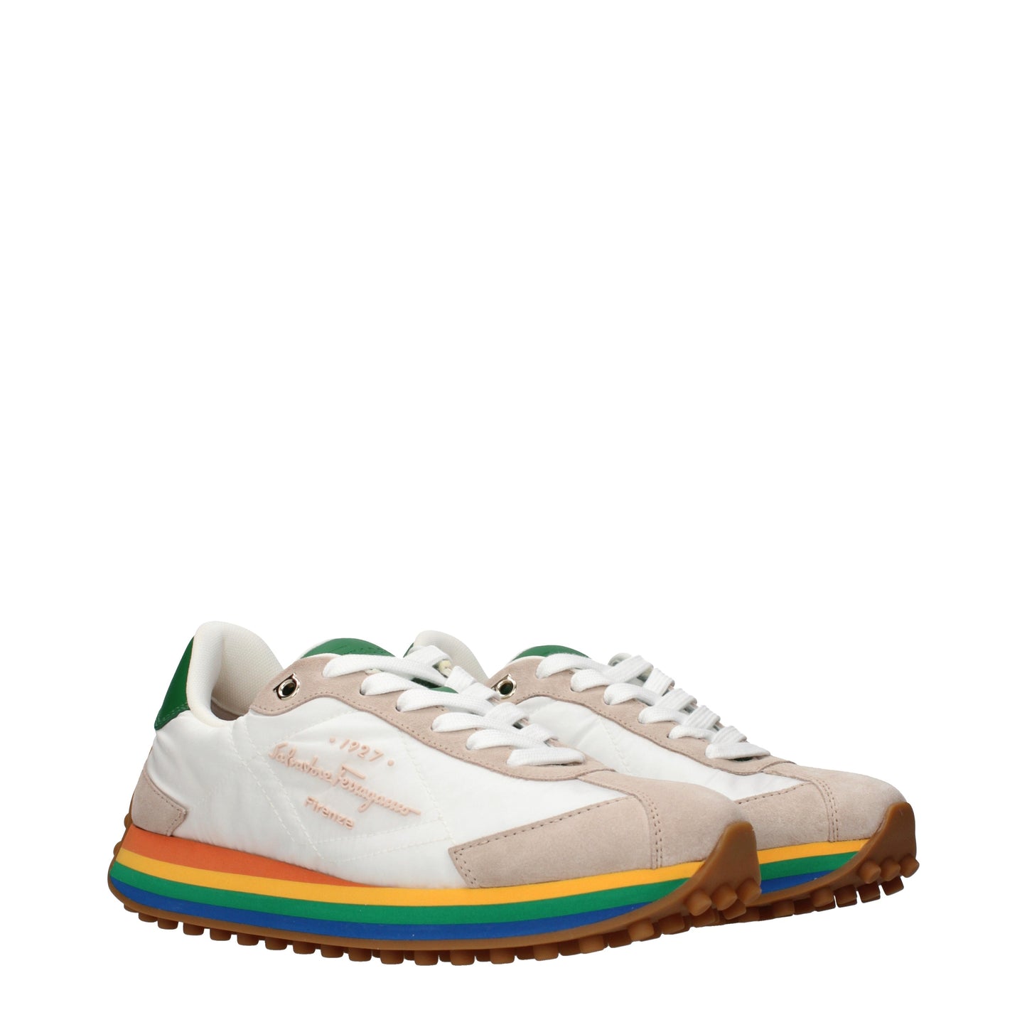 Salvatore Ferragamo Sneakers Men Fabric  White/Beige