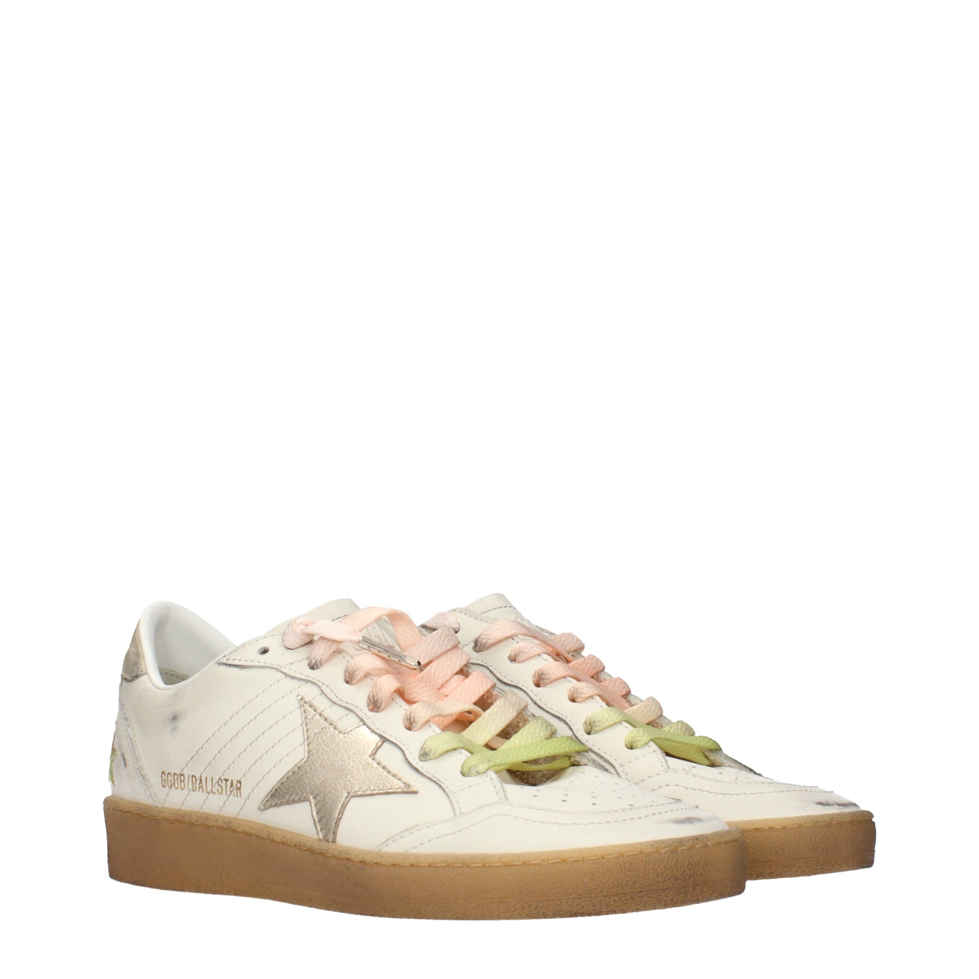 Golden Goose Sneakers Women Leather Beige/Metallic Platinum