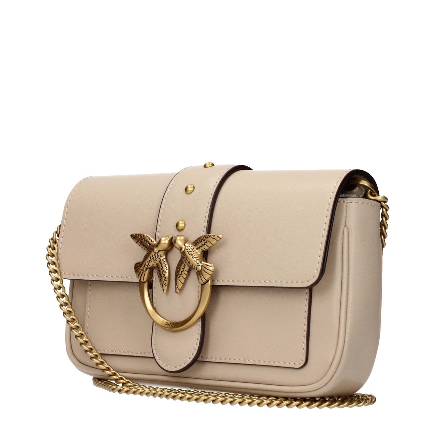 Pinko Crossbody Bags Women Leather Beige