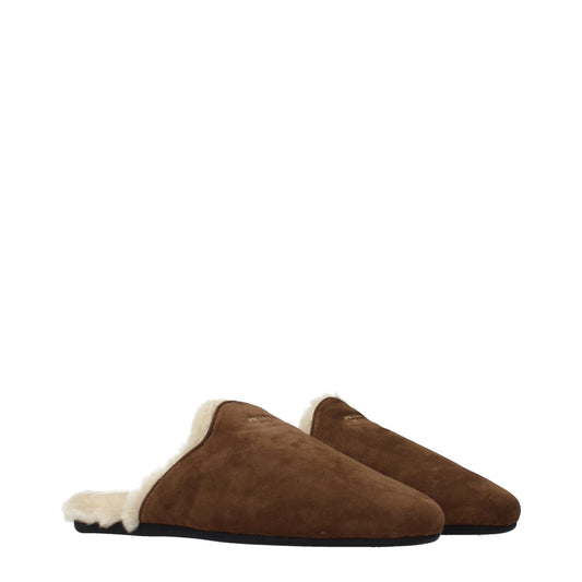 Prada Slippers and Clogs Women Suede Brown/Cocoa