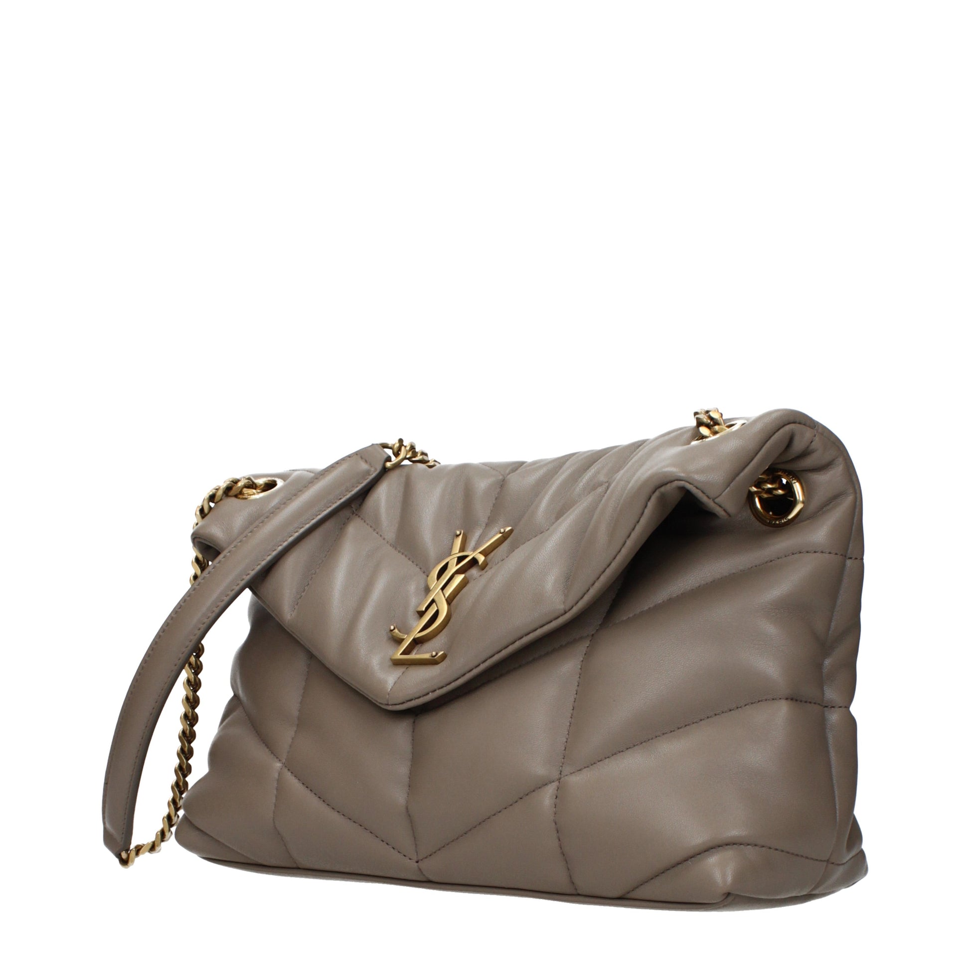 Saint Laurent Shoulder Bags Women Leather Gray/Taupe