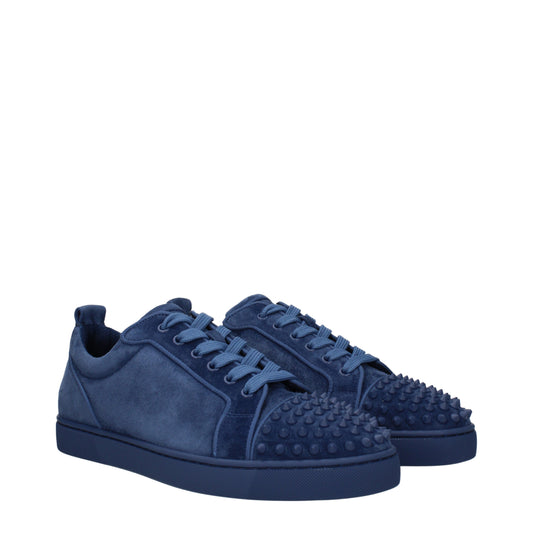 Louboutin Men's Sneakers in Suede Blue/Denim