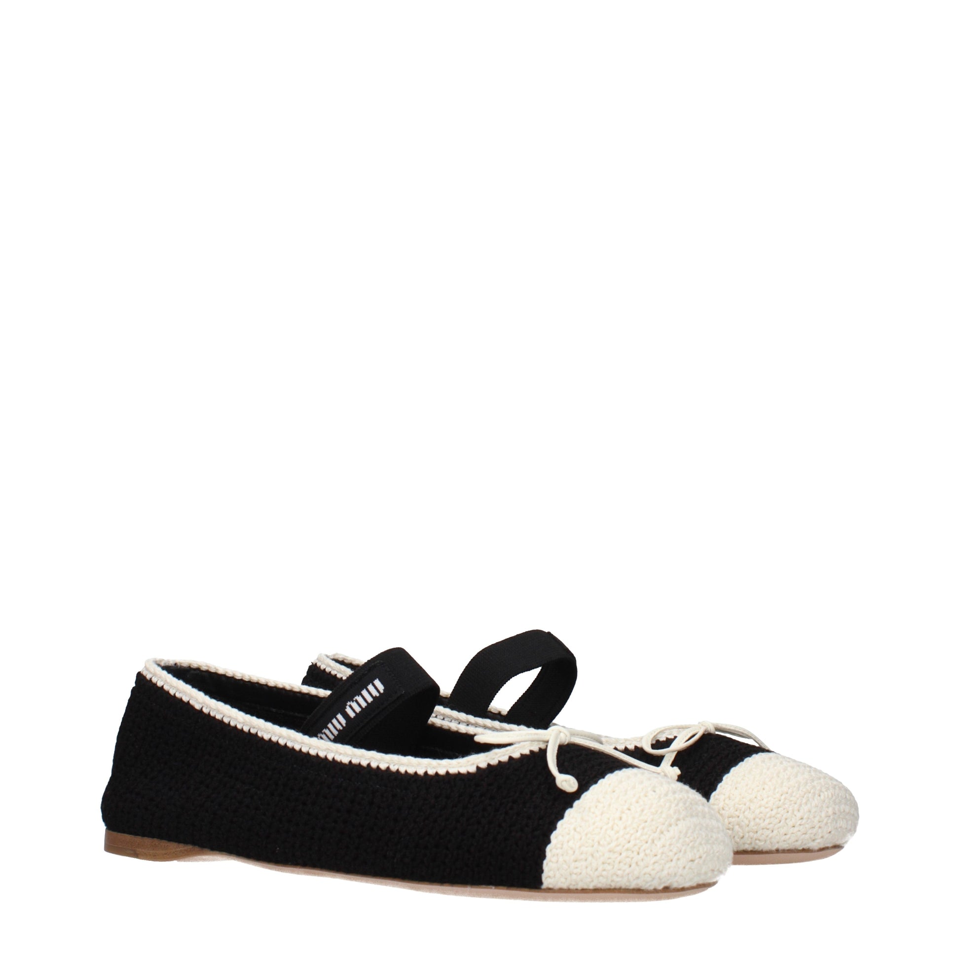 Miu Miu Ballet Flats Women Fabric  Black/Ivory