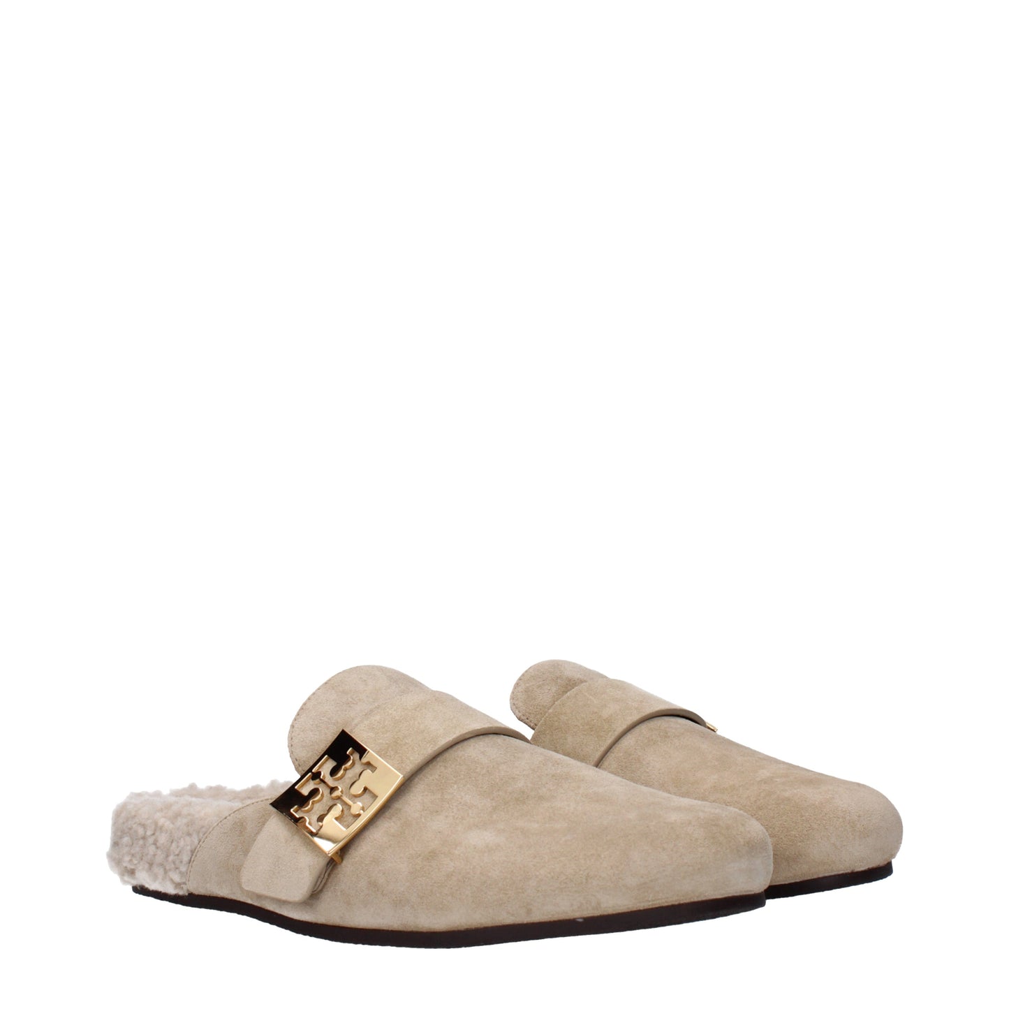 Tory Burch Slippers and Clogs Women Suede Beige/Hazelnut