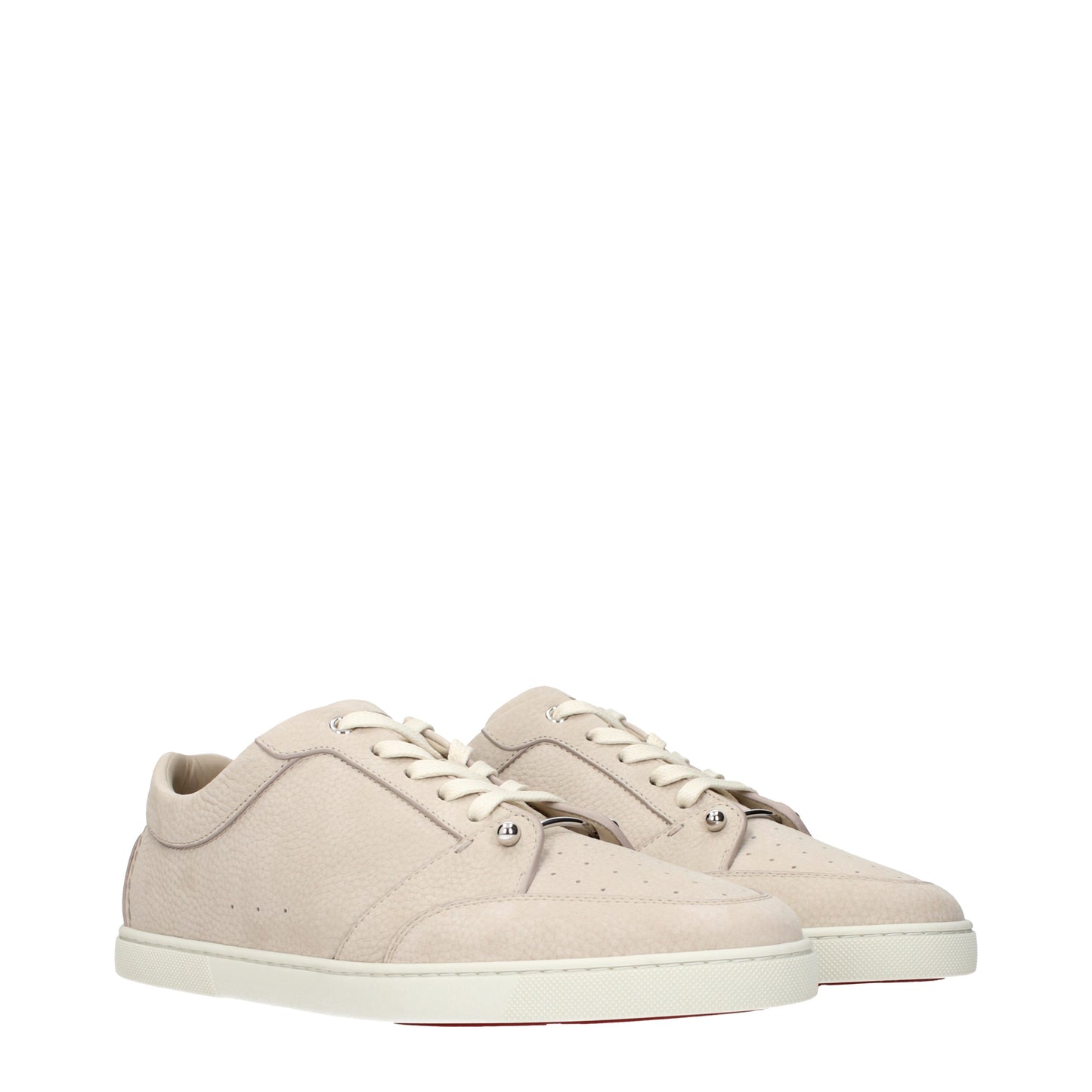 Louboutin Sneakers Men Leather Beige