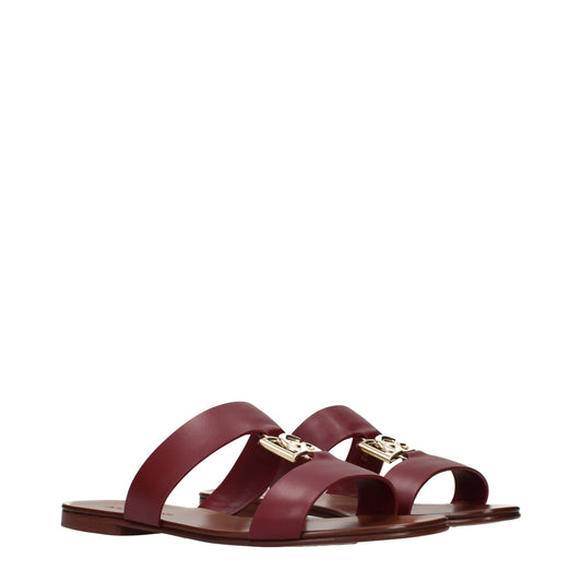 Dolce&Gabbana Slippers and Clogs Women Leather Red/Bordeaux