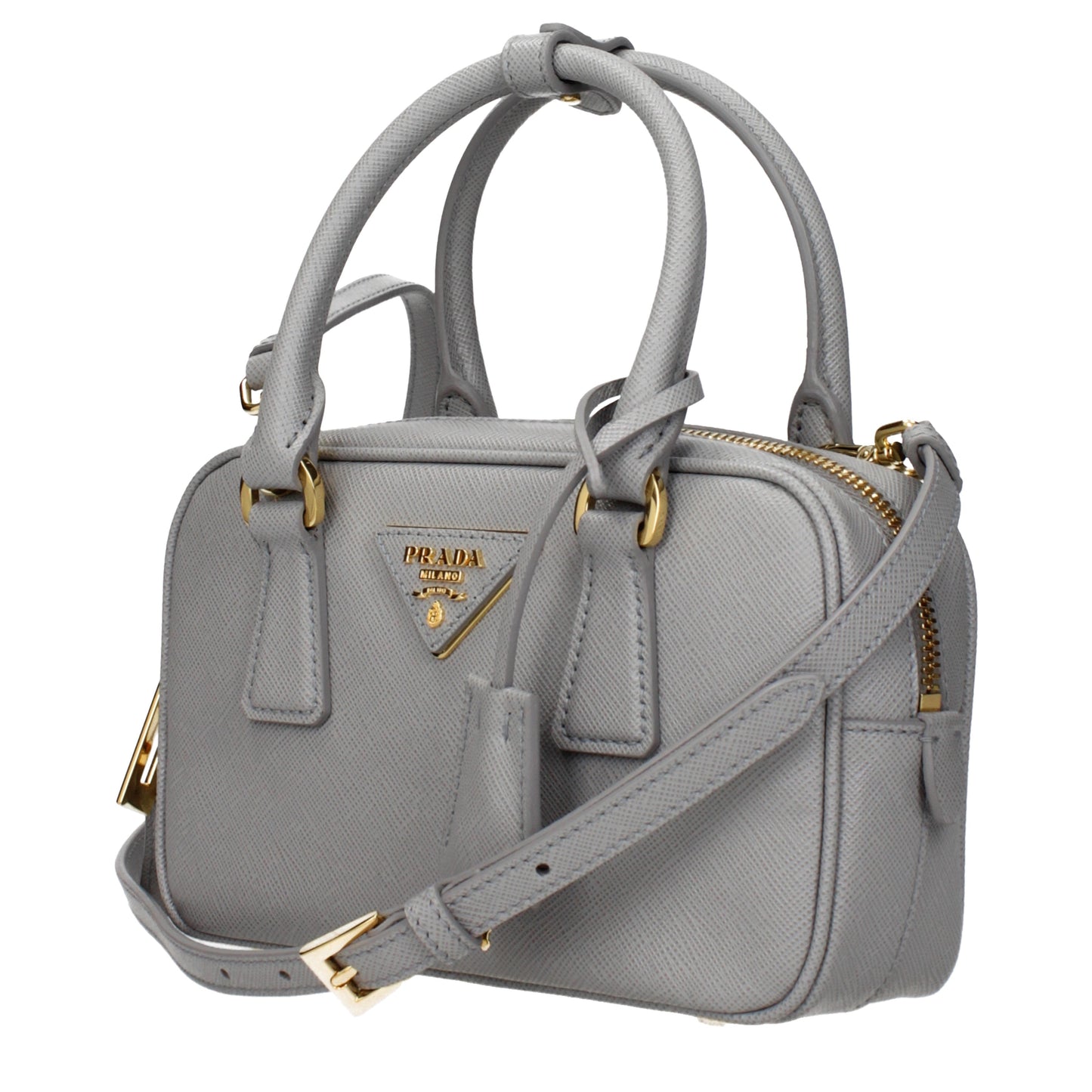 Prada Handbags Women Leather Gray/Cloud