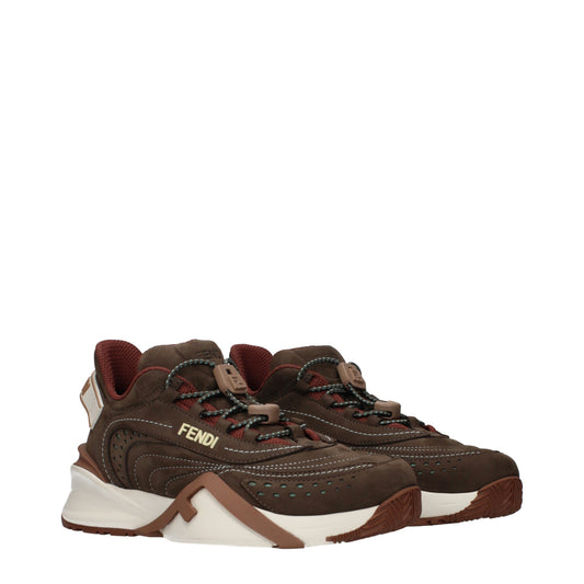 Fendi Sneakers Women Suede Brown