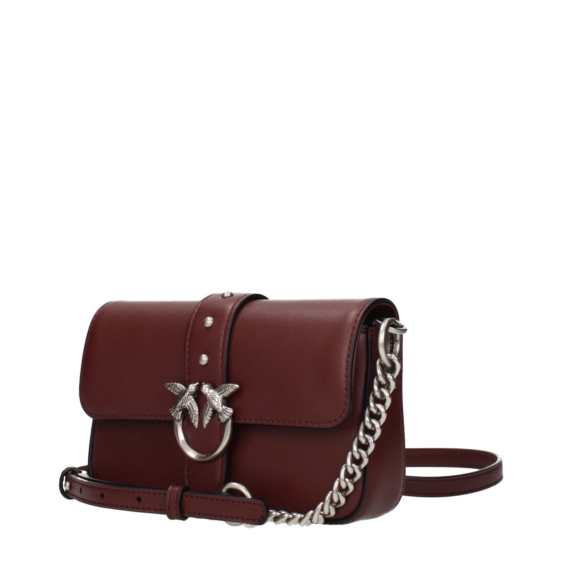 Pinko Crossbody Bags Women Leather Red/Burgundy