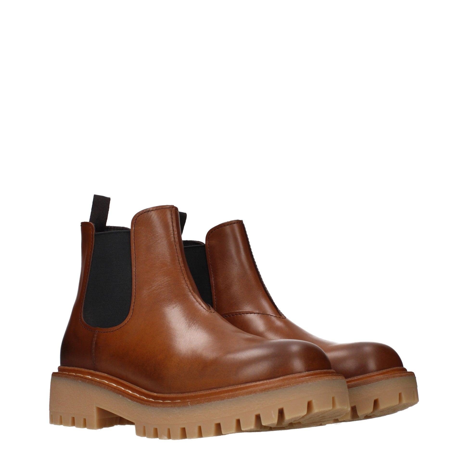 Prada Ankle Boots Men Leather Brown/Cognac