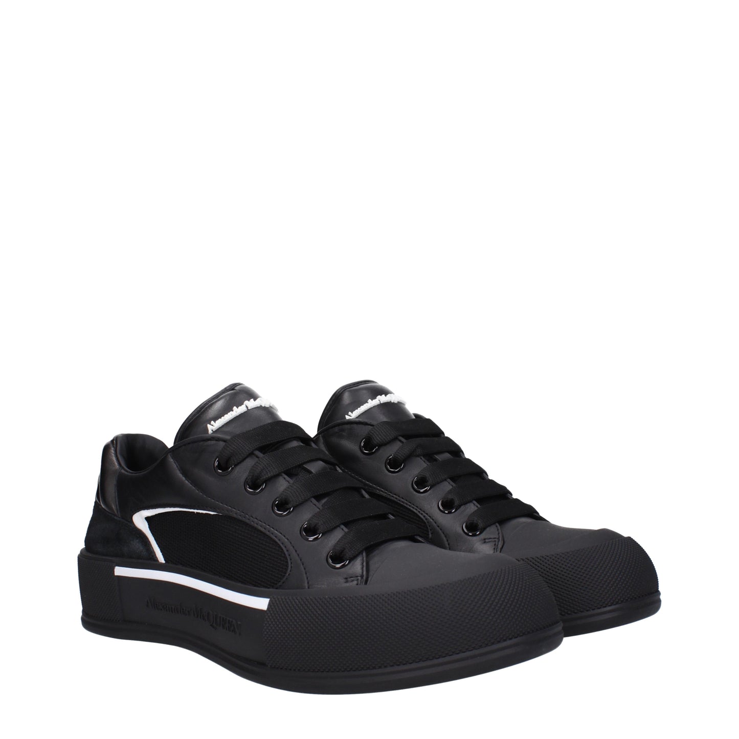 Alexander McQueen Men's Sneakers in Leather Black/White