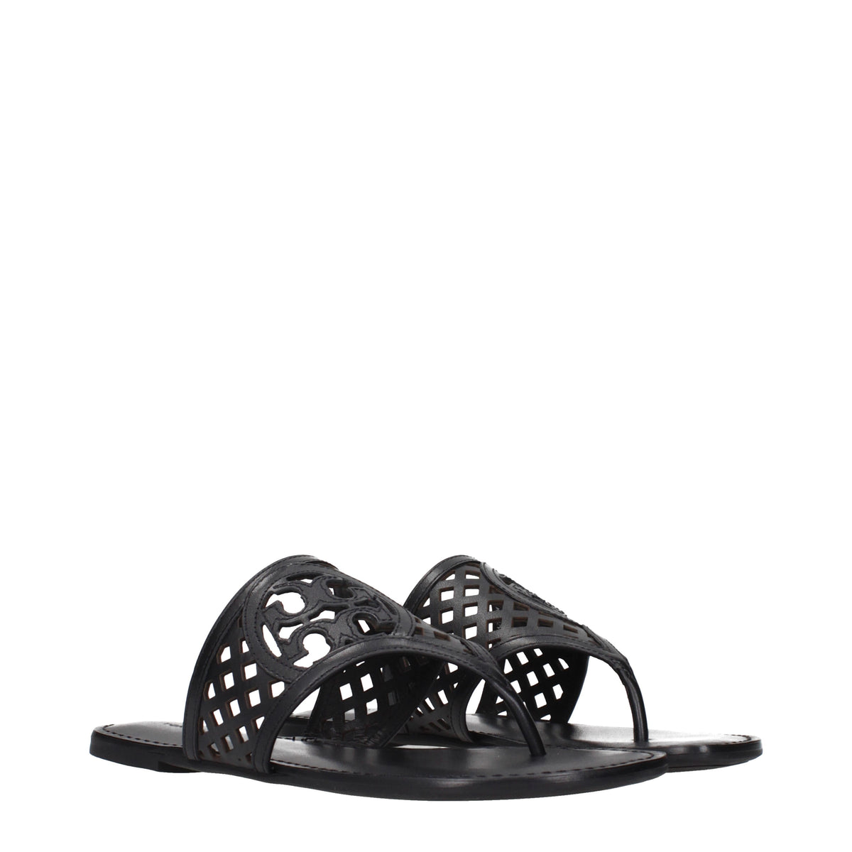 Tory Burch Flip Flops Women Leather Black