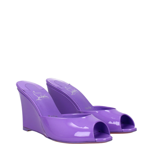 Louboutin Women's Wedges Patent Leather Violet