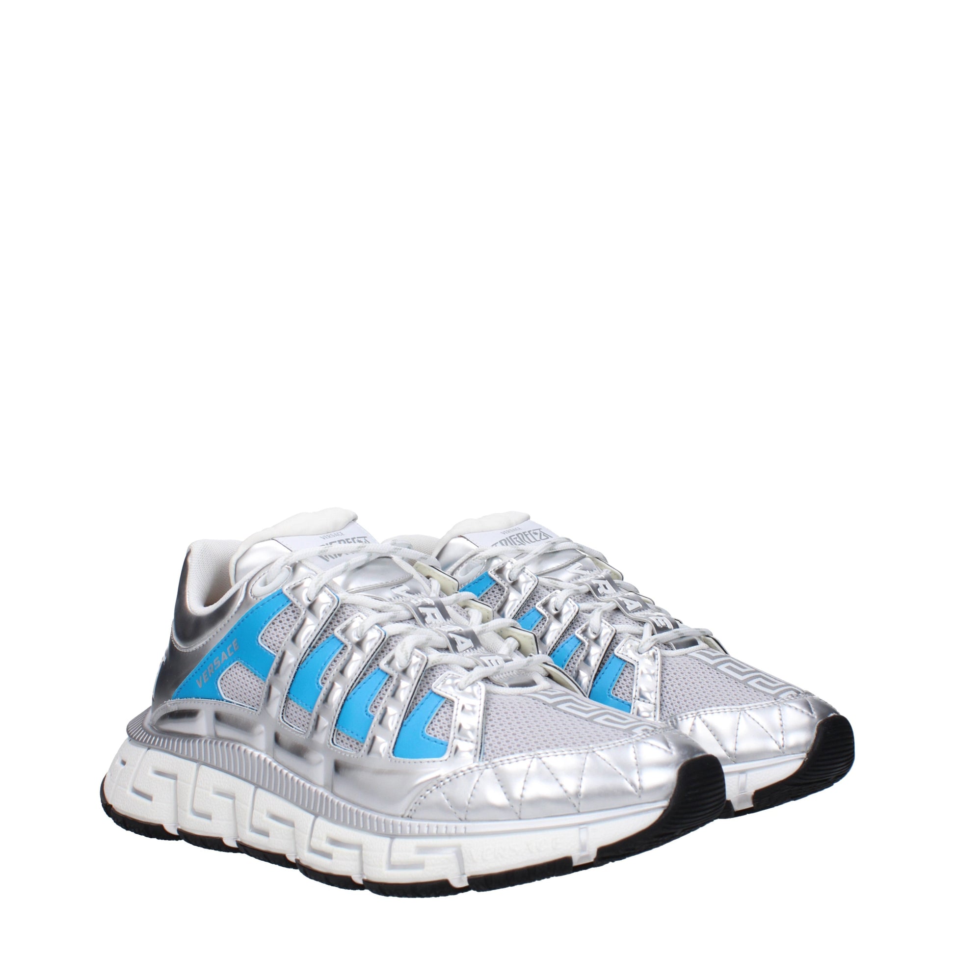 Versace Sneakers Men Fabric  Silver/Light Blue
