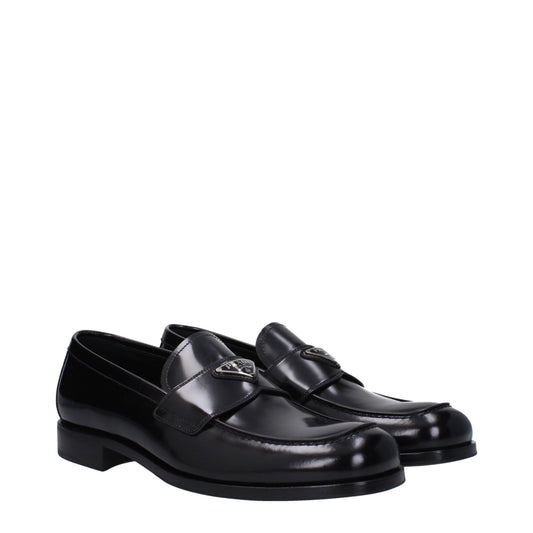 Prada Men's Loafers in Leather Black