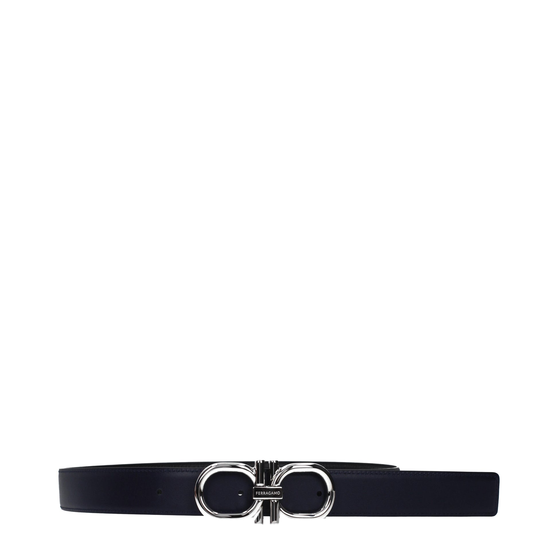 Salvatore Ferragamo Belts Men Leather Black/Midnight Blue