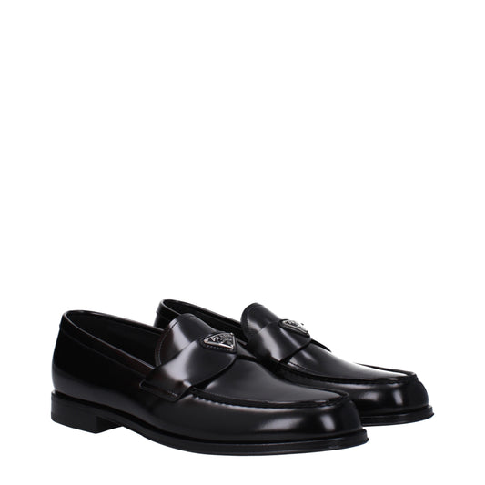 Prada Men's Loafers in Leather Black