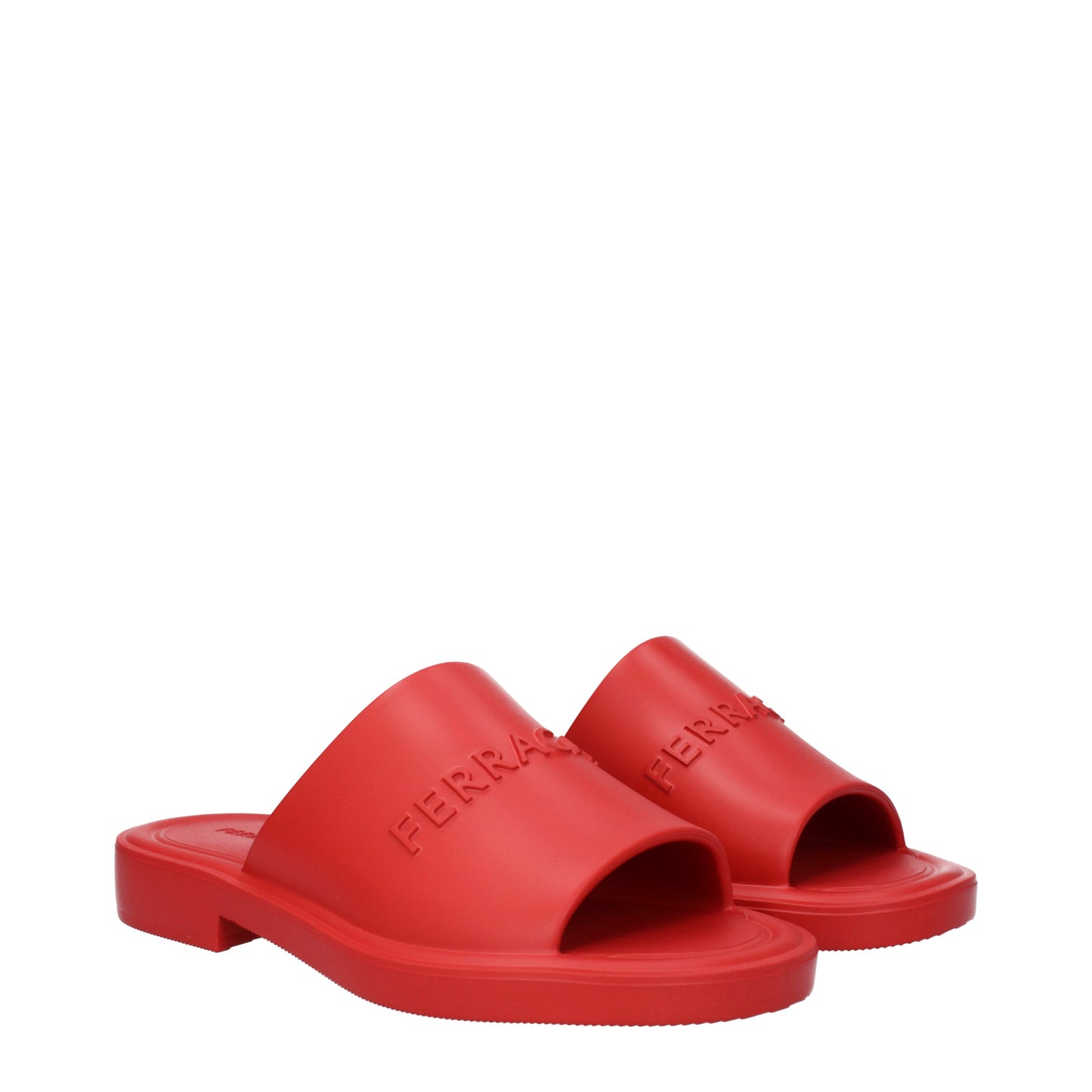Salvatore Ferragamo Slippers and Clogs Men Rubber Red/Flame