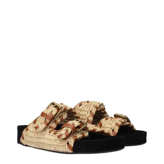 Isabel Marant Slippers and Clogs Women Raffia Beige/Cognac
