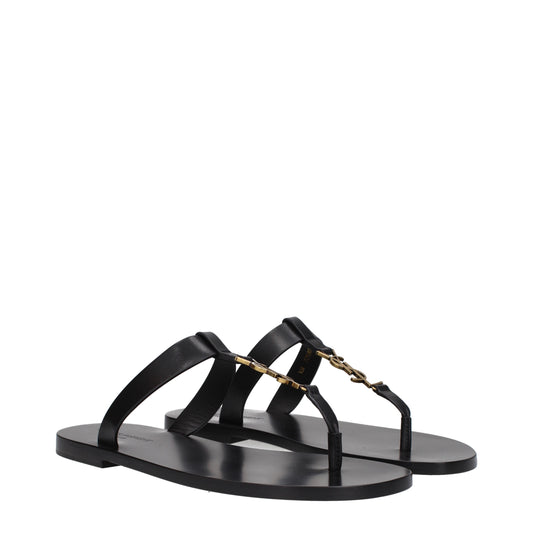 Saint Laurent Men's Sandals in Leather Black