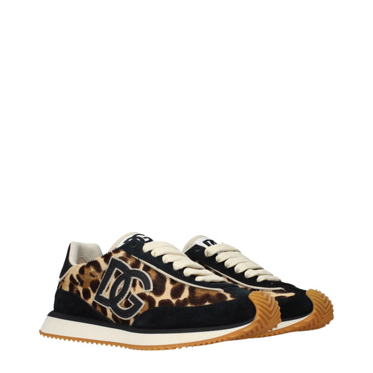 Dolce&Gabbana Sneakers Women Pony Skin Black/Leopard