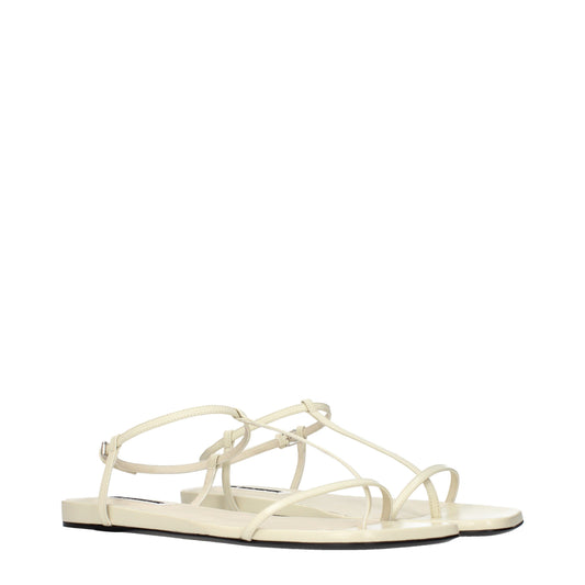 Jil Sander Flip Flops Women Leather Beige/Chalk