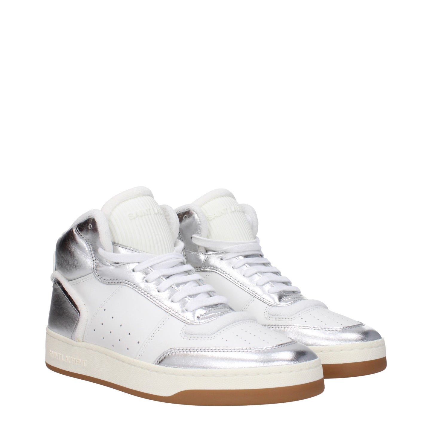 Saint Laurent Men's Sneakers in Leather White/Silver