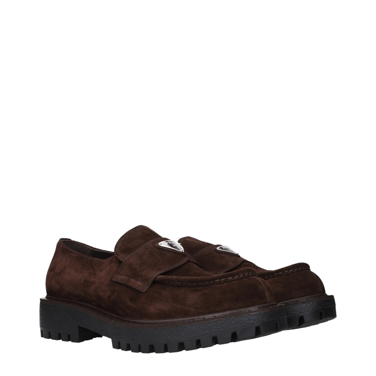 Prada Loafers Men Suede Brown/Dark Brown