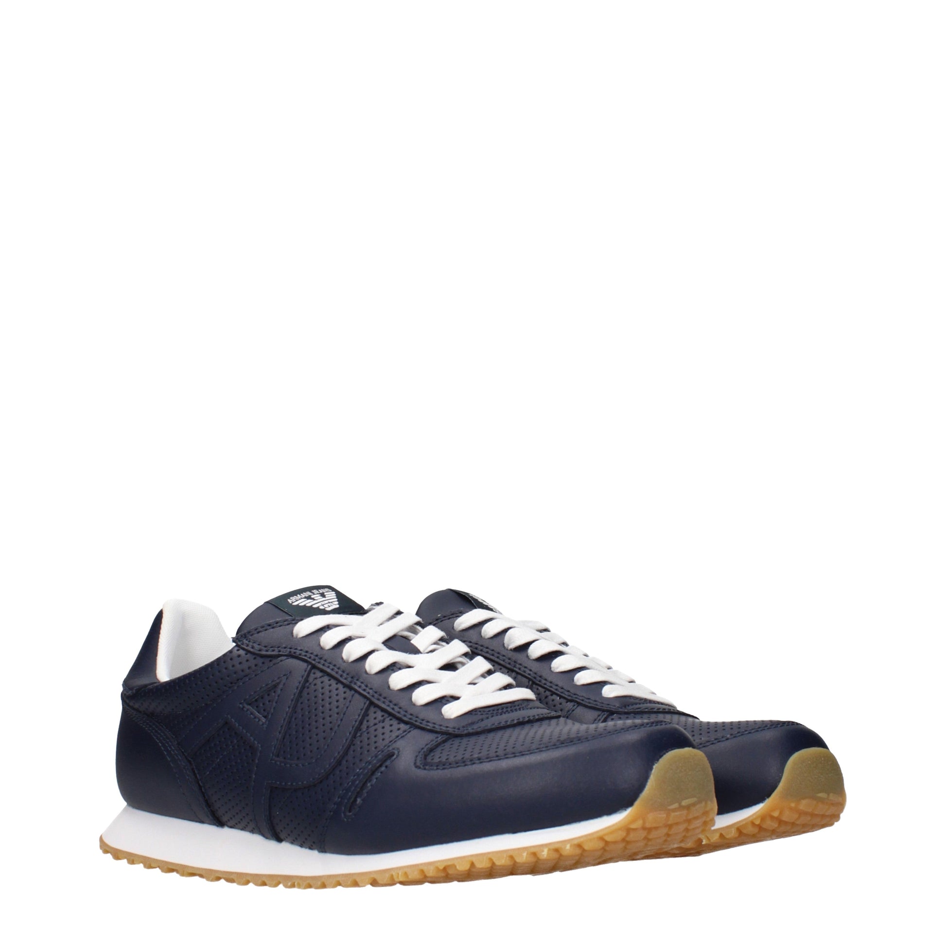 Armani Jeans Sneakers Men Leather Blue