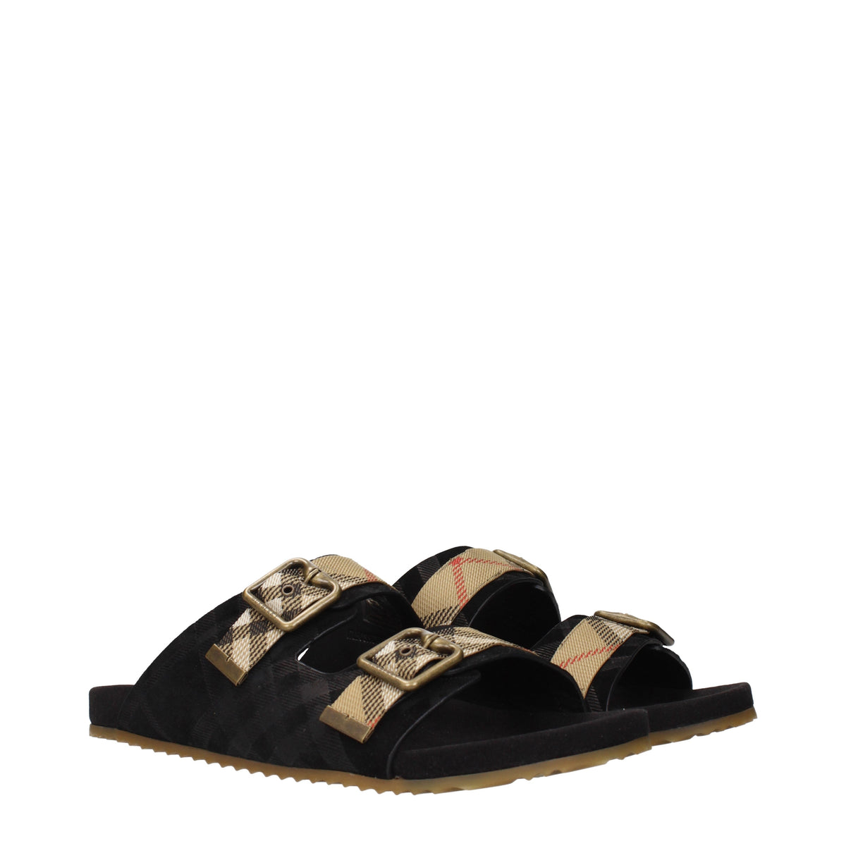 Burberry Slippers and Clogs Men Suede Black/Beige