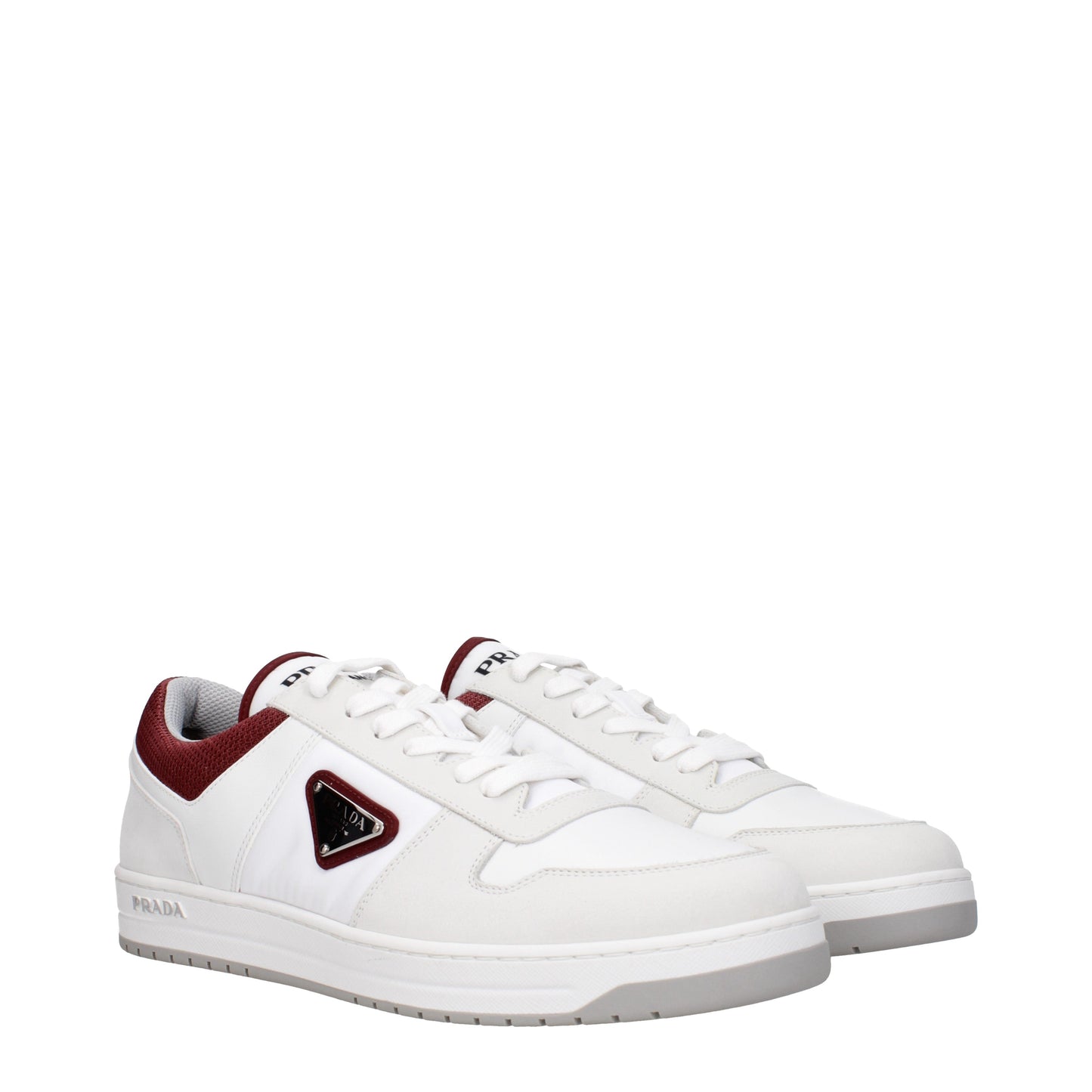 Prada Men's Sneakers in Leather White/Violet Garnet