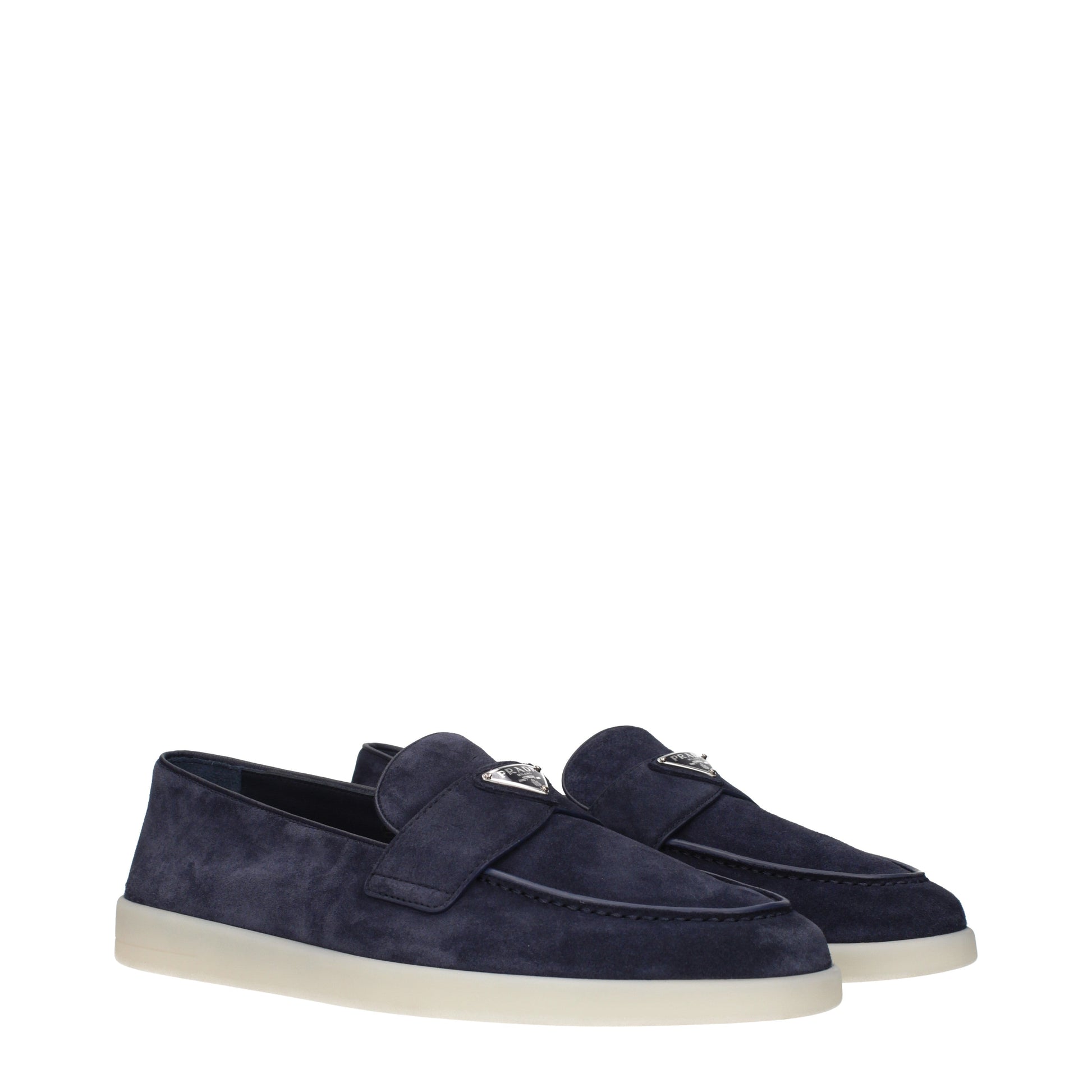 Prada Loafers Men Suede Blue