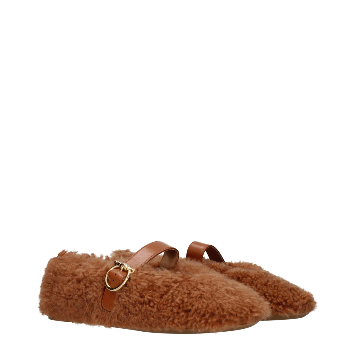 Ferragamo Ballet Flats Women Fur  Brown/Cedar