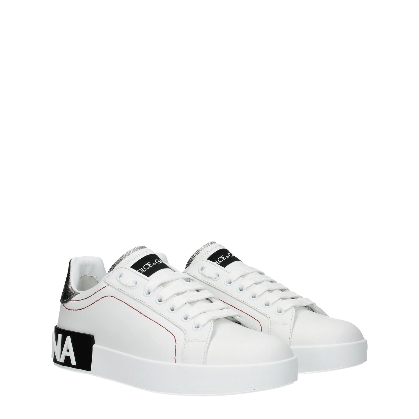 Dolce&Gabbana Women's Sneakers in Leather White/Silver