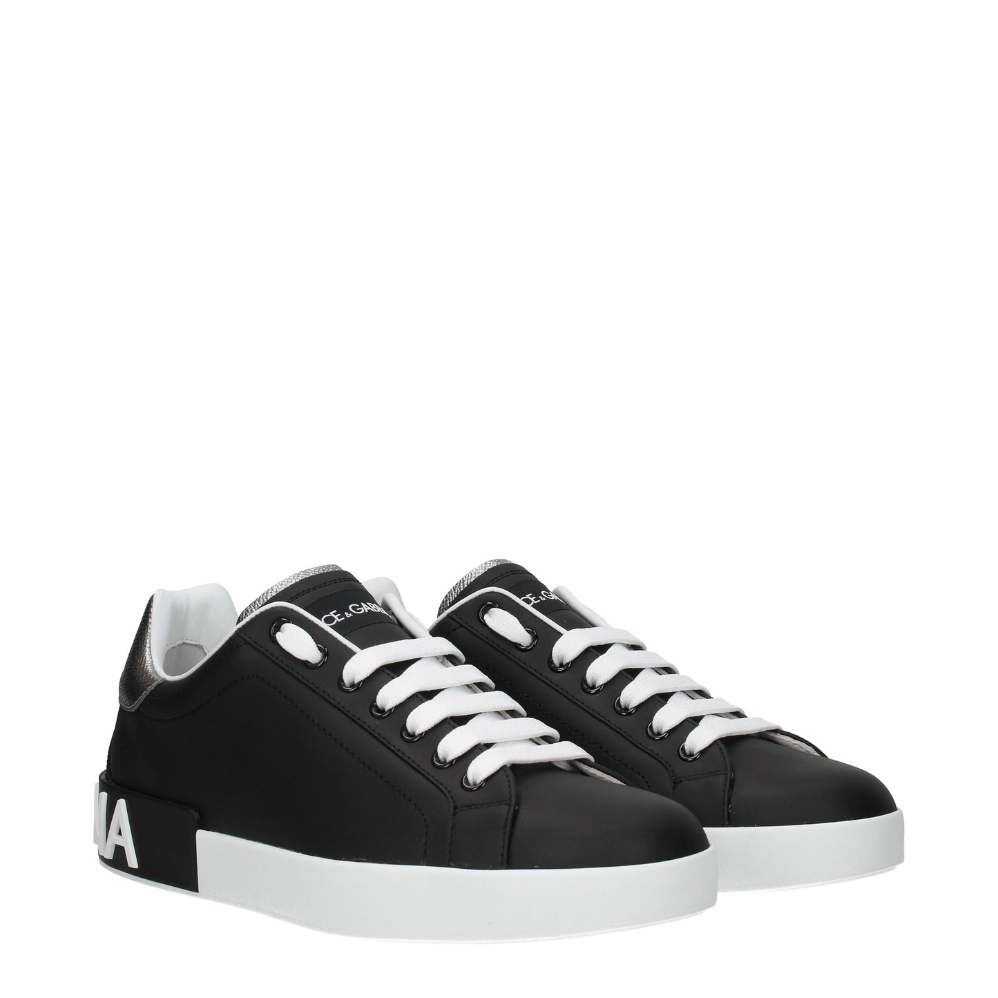 Dolce&Gabbana Men's Sneakers in Leather Black/Silver