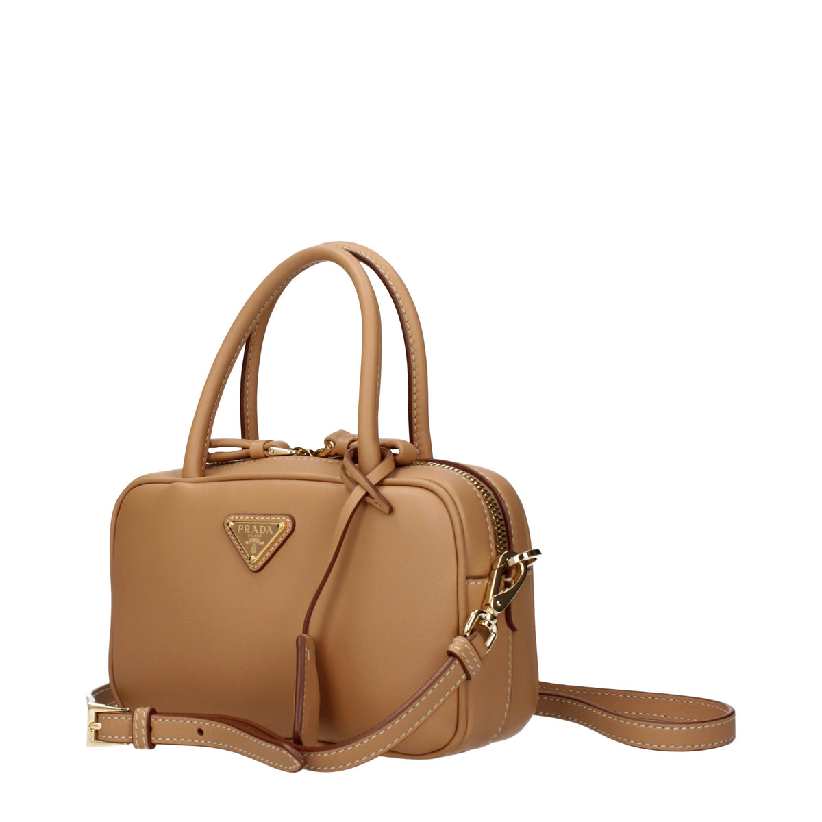 Prada Handbags Women Leather Beige/Natural